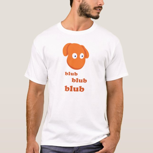 O t-shirt branco básico de Blubby "Blub Blub Blub" (Frente)