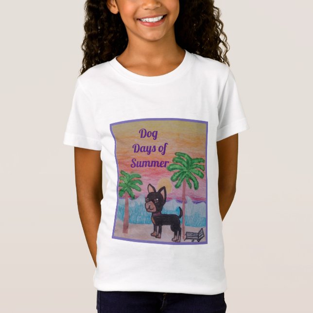 O t-shirt branco da menina bonito com impressão do (Frente)