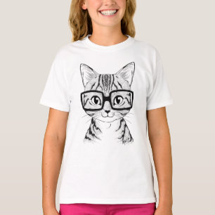 O t-shirt branco mão original da menina Nerdy