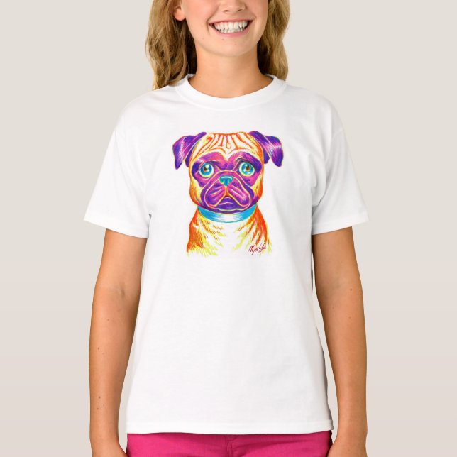 O t-shirt branco mão original da menina tirada da (Frente)