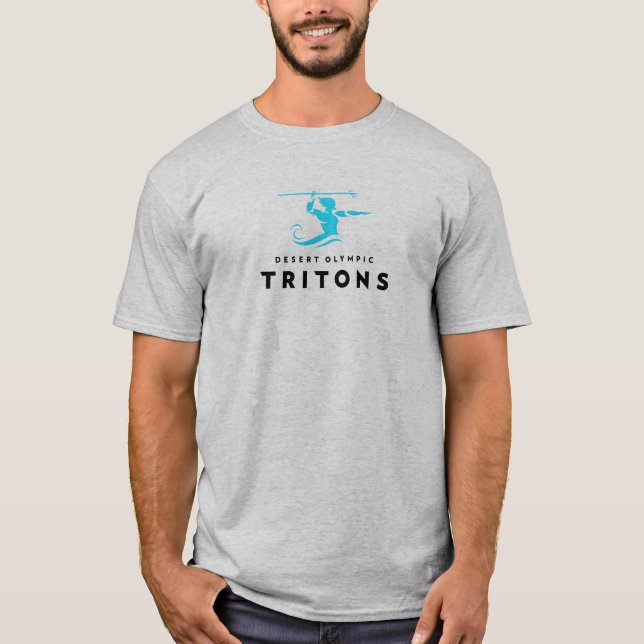 O t-shirt cinzento dos homens dos Tritons (Frente)