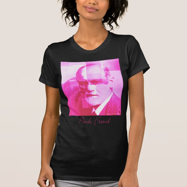 O t-shirt cor-de-rosa original de Freud_Black (Frente)