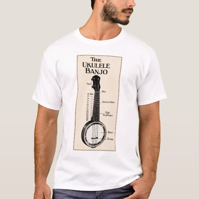 O t-shirt curto leve da luva dos homens do banjo (Frente)