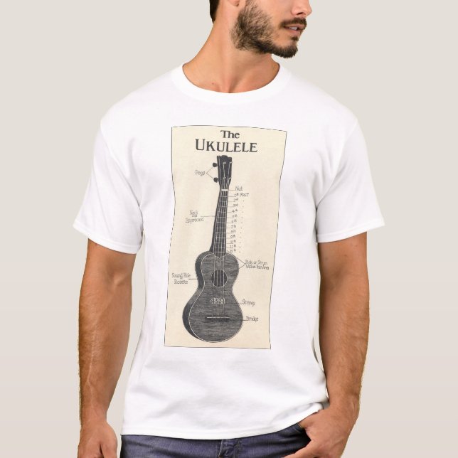 O t-shirt curto leve da luva dos homens do Ukulele (Frente)