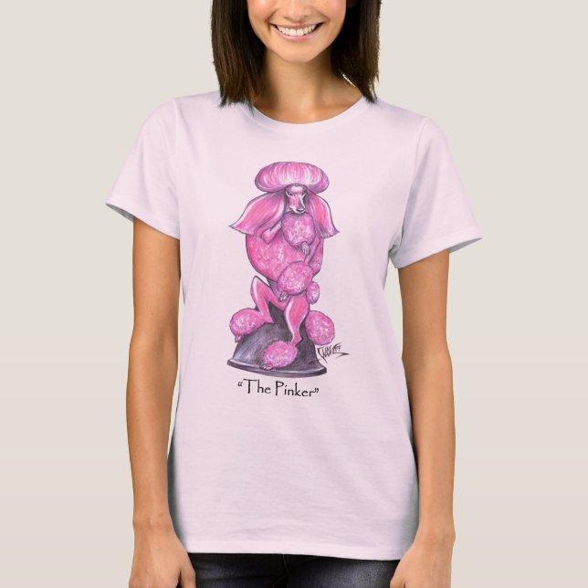 O t-shirt da caniche do cancro da mama de Pinker (Frente)