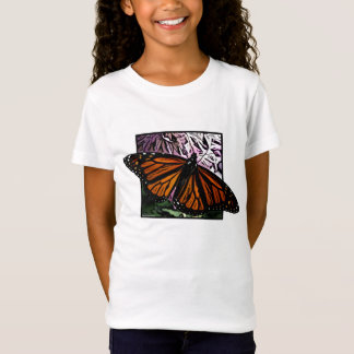 O t-shirt da menina da borboleta de monarca