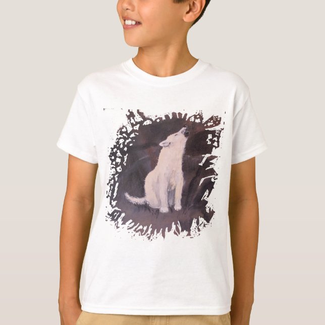 "O t-shirt da menina de urro do lobo branco" (Frente)