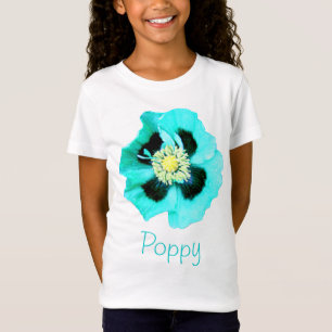 O t-shirt da menina do "nome" da papoila azul