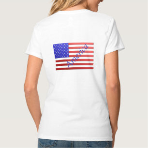 O t-shirt da mulher da bandeira dos Estados Unidos