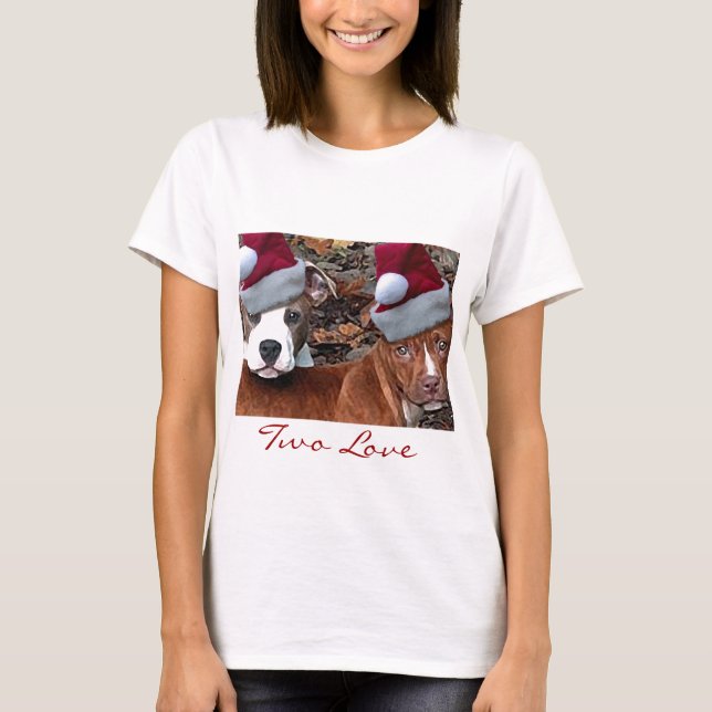 O t-shirt da mulher do amor de Pitbulls dois do (Frente)
