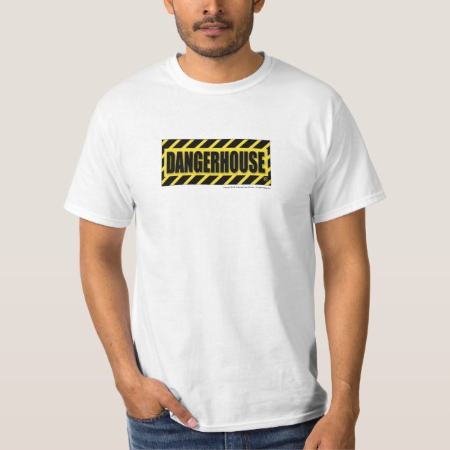 O t-shirt Dangerhouse grava o BRANCO AMARELO do (Frente)