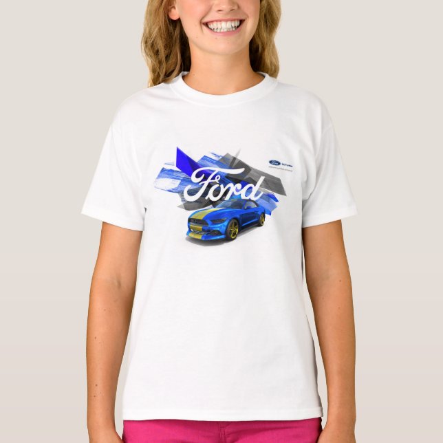 O t-shirt das meninas do Customizer do mustang (Frente)