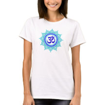 O t-shirt das mulheres azuis da mandala do OM
