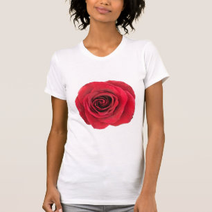 O t-shirt das mulheres básicas da rosa vermelha