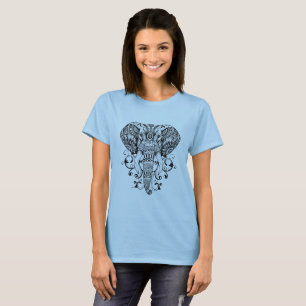 O t-shirt das mulheres com mandalas e o elefante