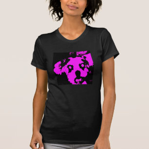 O t-shirt das mulheres cor-de-rosa do cão preto