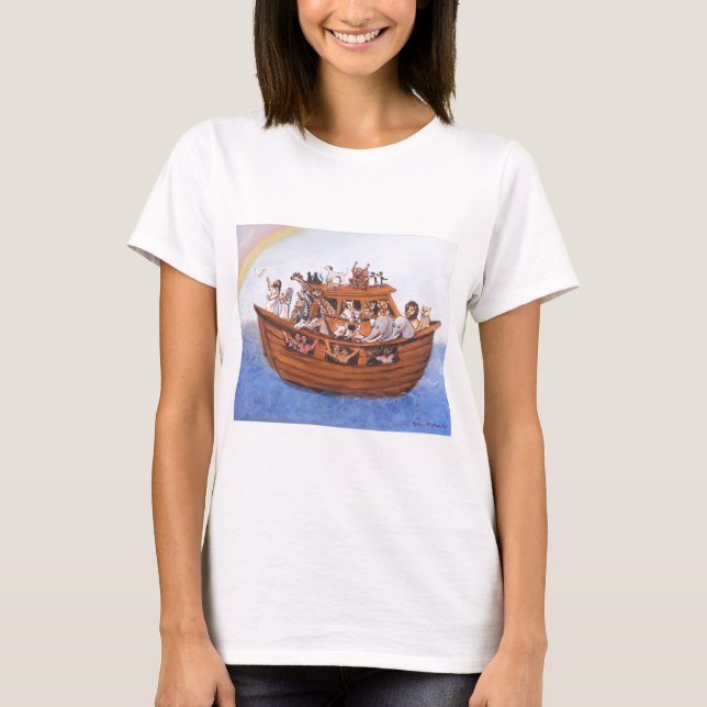 O t-shirt das mulheres da arca de Noah (Frente)