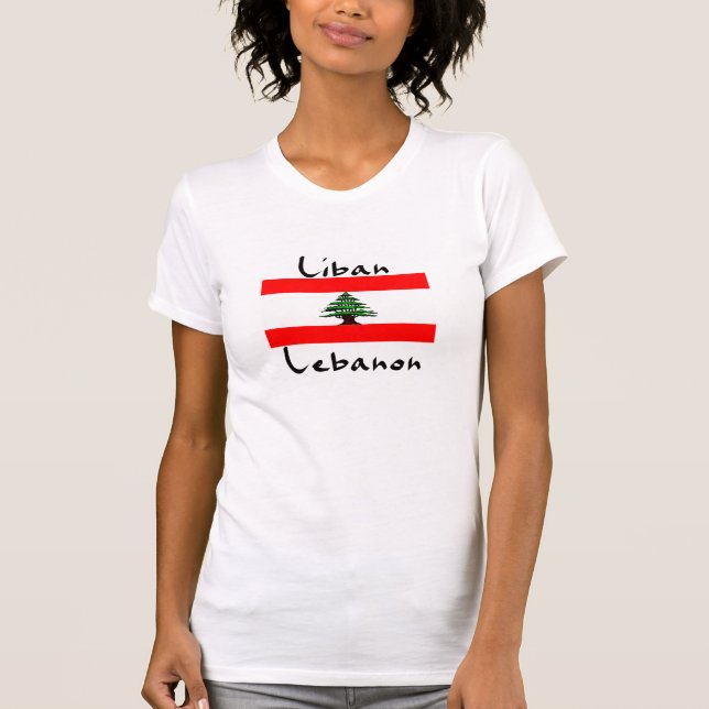 O t-shirt das mulheres da bandeira de Liban Líbano (Frente)