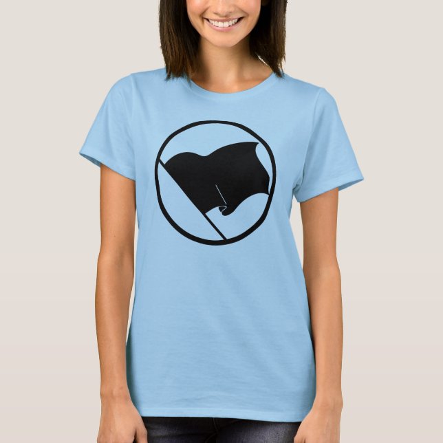 O t-shirt das mulheres da bandeira negra do (Frente)