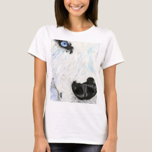 O t-shirt das mulheres da cara do lobo