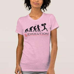 O t-shirt das mulheres da carta da evolução de R