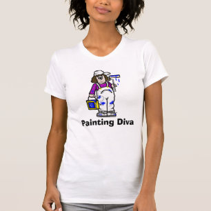 O t-shirt das mulheres da diva da pintura