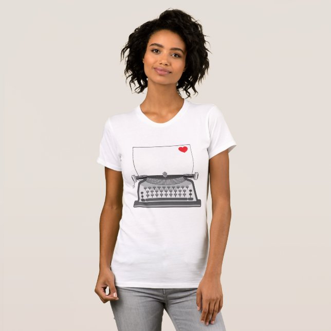 O t-shirt das mulheres da máquina de escrever do (Frente Completa)
