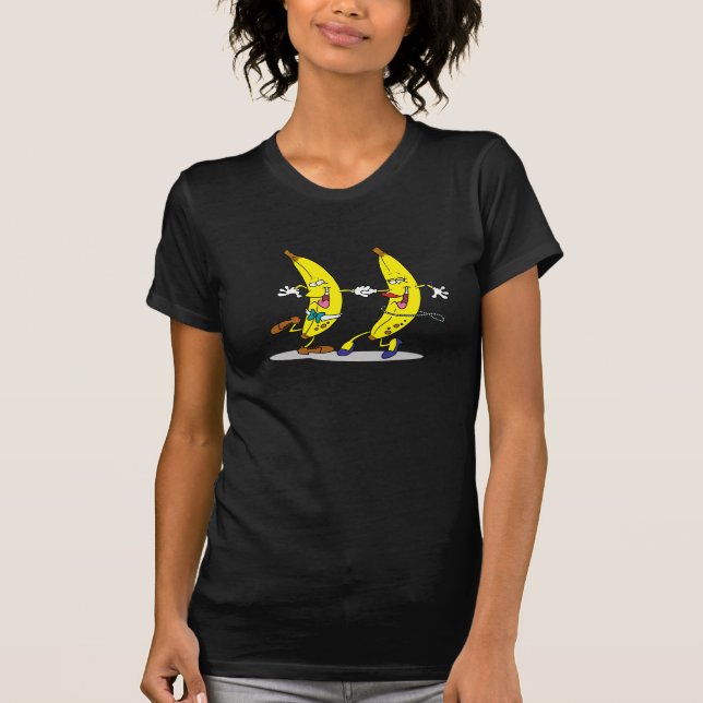 O t-shirt das mulheres das bananas da dança (Frente)