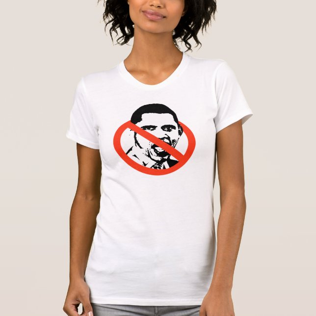 O T-SHIRT DAS MULHERES DE ANTI-OBAMA (Frente)