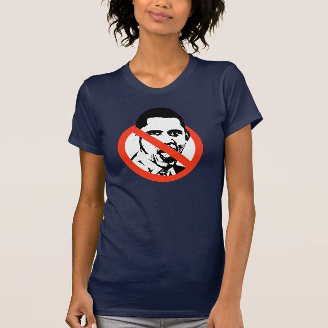 O T-SHIRT DAS MULHERES DE ANTI-OBAMA (Frente)