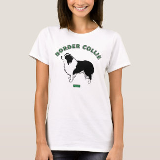 O t-shirt das mulheres de border collie (branco)