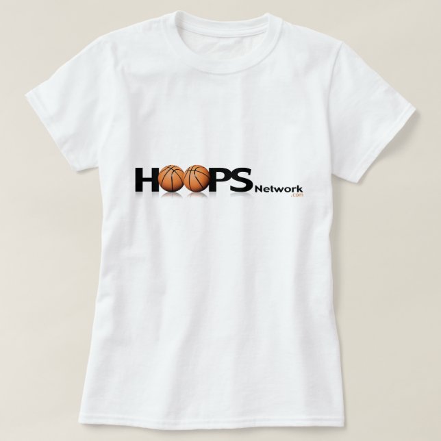 o t-shirt das mulheres de HoopsNetwork.com (Frente do Design)