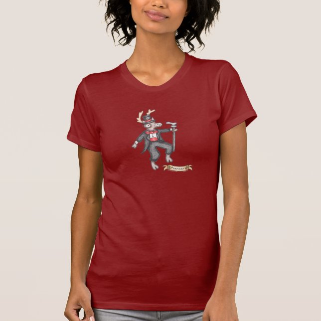 O t-shirt das mulheres de Prancer (arando) (Frente)