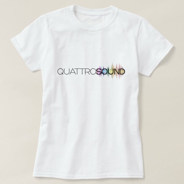 O T-SHIRT DAS MULHERES DE QUATTROSOUND (Frente do Design)