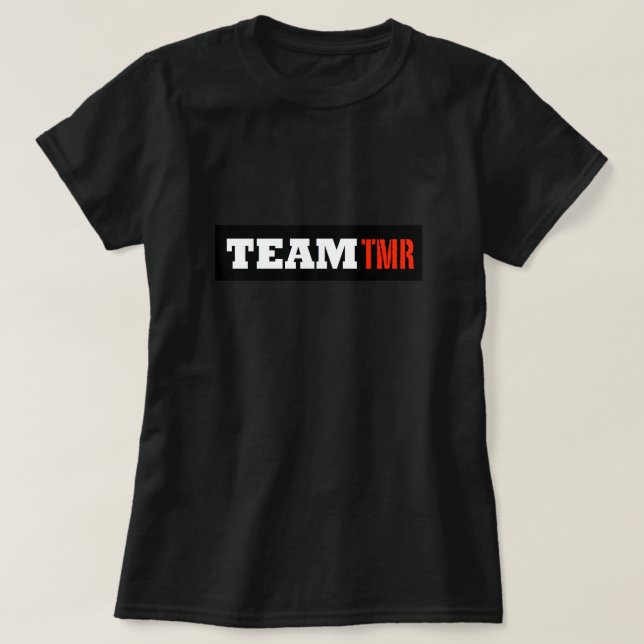 O t-shirt das mulheres de TeamTMR, disponível a 3X (Frente do Design)