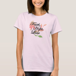 O t-shirt das mulheres do amor da esperança da f