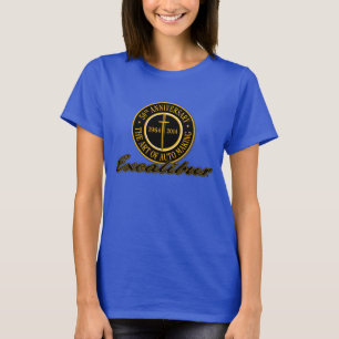 O t-shirt das mulheres do aniversário de Excalibu