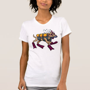 O t-shirt das mulheres do cão do mergulho autóno