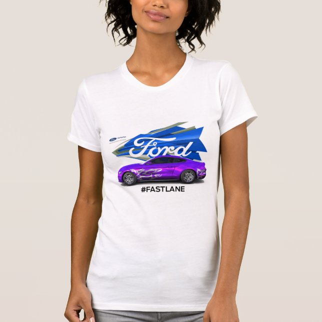 O t-shirt das mulheres do Customizer do mustang (Frente)