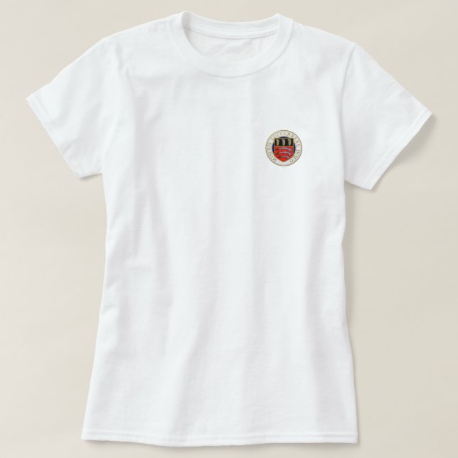 O t-shirt das mulheres do hospital de Middlesex (Frente do Design)