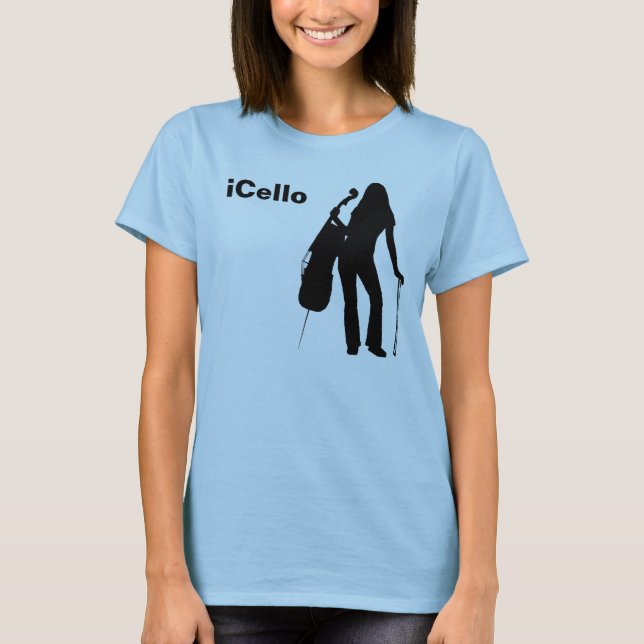 o t-shirt das mulheres do iCello (Frente)