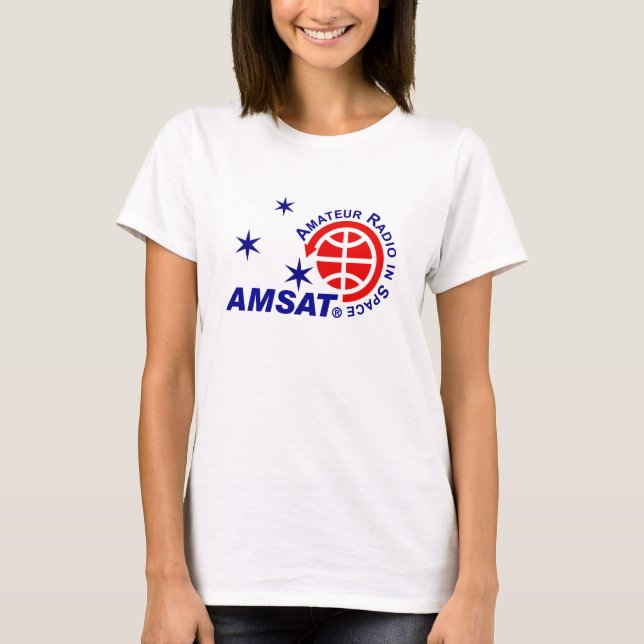 O t-shirt das mulheres do logotipo de AMSAT (Frente)