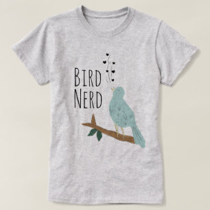 O t-shirt das mulheres do nerd do pássaro