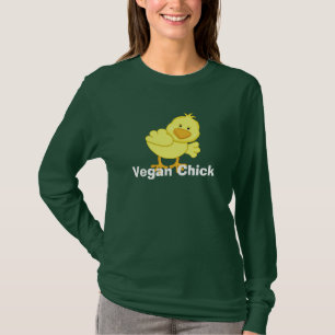 O t-shirt das mulheres do pintinho do Vegan