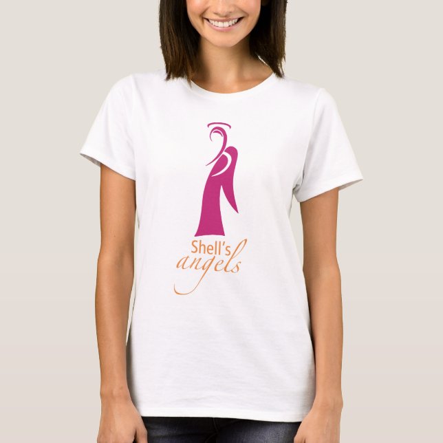 O t-shirt das mulheres dos anjos de Shell (Frente)