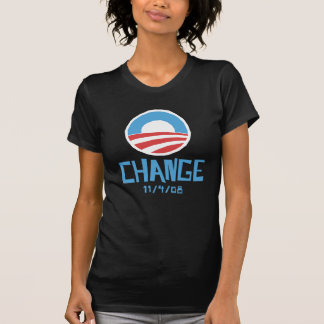 O t-shirt das mulheres escuras da mudança de Obama