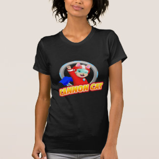 O t-shirt das mulheres escuras do gato do canhão!