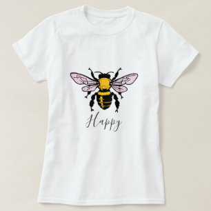 O t-shirt das mulheres felizes da abelha
