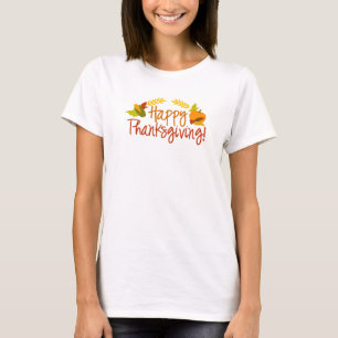 O t-shirt das mulheres felizes da acção de graç