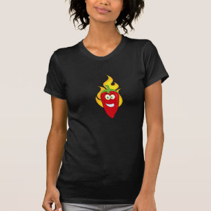 O t-shirt das mulheres flamejantes da pimenta de